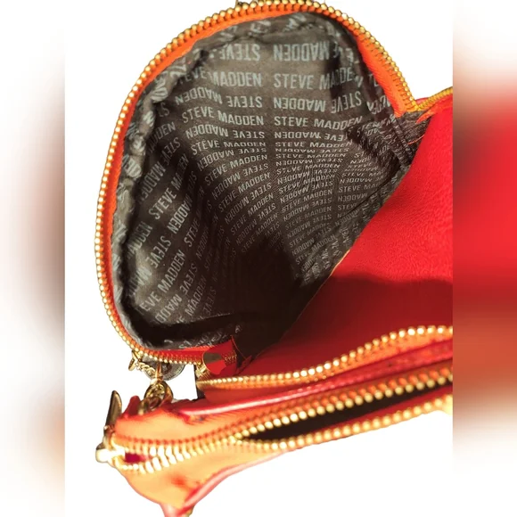Steve Madden Messenger Bag In Red & Black with Gold Accents - Picture 8 of 13